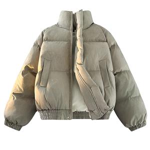 Пуховик Unisex Stand Collar утепленный стеганый X1617, camel puffer jacket