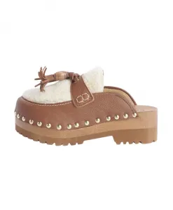 Кожаные туфли-сабо из овчины Jejia, коричневый