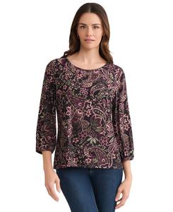 Женская футболка с круглым вырезом и пышными рукавами, размеры PXS-XL Jones New York, Black