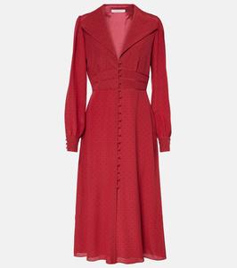 Шелковое платье миди в горошек Alessandra Rich, Boedeaux Black