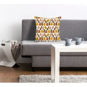 Подушка для декора Dennis с кучей листьев Queence, Braun/gelb + bedruckt