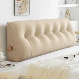 Подушка для чтения, эргономичная треугольная подушка для изголовья кровати, подушка спинки со съемным чехлом и застежкой-молнией, подушка для поясницы для кровати и дивана, бежевая, 200*50*20 см Topchances