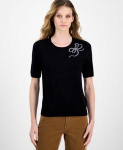 Женский свитер с короткими рукавами и бантом из страз Nautica Jeans, Black