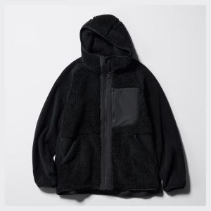 Флисовая толстовка Uniqlo x White Mountaineering на молнии с капюшоном, 09 черный