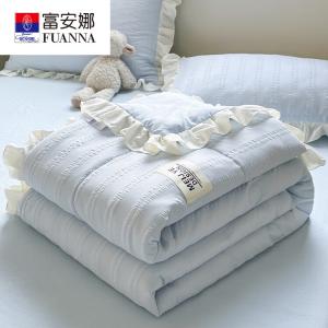 Fuanna Комплект летнего одеяла из 3 предметов (одеяло 150×200 см + 2 наволочки), ткань Bubble Gauze, цвет Star Blue