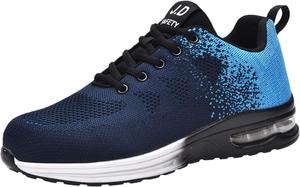 Мужские модные, спортивные, простые, повседневные, низкие, с защитой от ударов и проколов, с металлическим носком, защитные кухонные ботинки Generic, синий