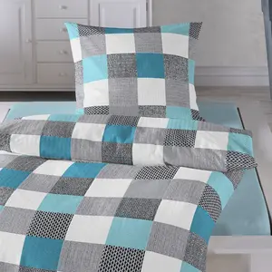Постельное белье Dream Sleep Seersucker Check Aqua 135x200 см + 80x80 см Traumschlaf