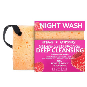 Спонж Biovene Night Wash глубоко очищающий с ретинолом и малиновым гелем 75г