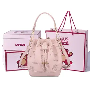 Disney Кроссбод сумка через плечо из ПВХ в стиле клубничного мишки женская розовая или джинсово-голубая, Pink[Lotso Shopping Bag+Box]