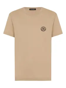 Футболка с круглым вырезом и вышитым логотипом DOLCE & GABBANA, нейтральный