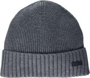 Мужская шапка-бини Hugo Boss Fati Ribbed, серая, серый