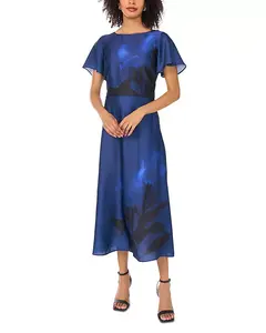 Блузка с рукавами-крылышками и круглым вырезом Vince Camuto, синий