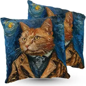 Подушка ПРЕМИУМ велюр 40 х 40 см Винсент ван Кот Автопортрет Декоративная с наполнителем для гостиной, спальни или в подарок 5made