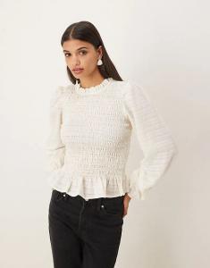 Текстурированный лонгслив JDY с длинными рукавами белого цвета