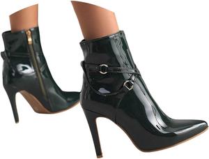 Женские ботильоны на невысоком каблуке с острым носком, кожаные ботинки до щиколотки на осень и зиму, обувь для платьев, женские высокие каблуки, ботильоны на молнии, модные ботильоны на каблуке для вечеринок и свиданий Generic, Green