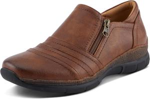 Женские туфли на танкетке PATRIZIA RIGNY с тонкой строчкой, мягким задником и удобной посадкой, коричневый