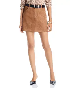 Мини-Юбка из искусственной замши - эксклюзив Aqua, коричневый