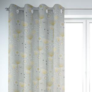 КРАСИВАЯ ЖИЗНЬ. Штора полупанама Fryett's с абстрактными охристо-желтыми цветами 245 см или желаемой длины, подвесная лента с копченой петлей Schöner-Leben, серый