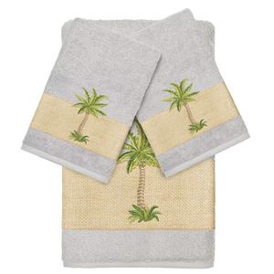 Linum Home Textiles Набор банных полотенец с украшением Colton из 3 предметов, светло-серый