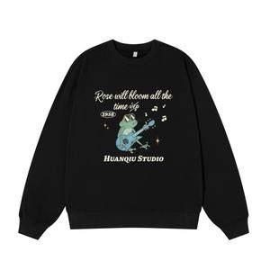 Свитшот с круглым вырезом Unisex HUANQIU, черный (fleece-lined)