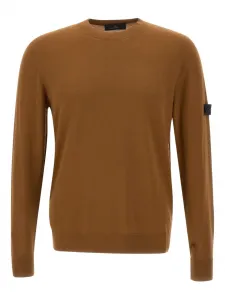 Свитер с круглым вырезом и нашивкой-логотипом Peuterey, коричневый