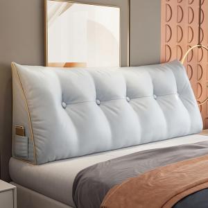 Клиновидная подушка для изголовья COZMAX, цвет серебристый, размер Queen (59 дюймов)