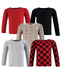 Термокофточки с длинным рукавом для девочек 5 шт Hudson Baby, красный