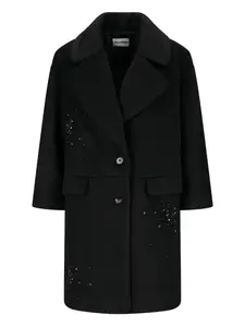 Пальто-кокон с отделкой пайетками DES PHEMMES, черный