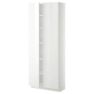 Высокий шкаф с полками METOD IKEA, 80x37x200 см, цвет white/ringhult white