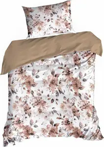 EUROFIRANY | Комплект постельного белья - Пододеяльник - 140 x 200 см - Белый коричневый - Цветочный узор - Комплект постельного белья - 100% хлопок Eurofirany