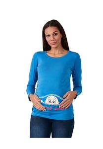 Рубашка с длинными рукавами и мотивом Comingскоро для беременных M.M.C., темно-синий