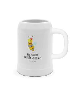 Пивная кружка с рисунком пчелы и цветов и надписью белого цвета Mr. & Mrs. Panda