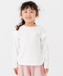 Однотонная футболка с длинными рукавами и оборками на плечах