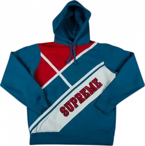Толстовка Supreme Diagonal Hooded Sweatshirt 'Aqua', синий