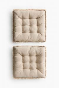 Подушка на стул H&M Chair Containing Linen, 38x38 см, 2 штуки, бежевый