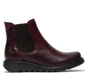 Кожаные ботинки челси salv на красной танкетке Fly London, бордовый