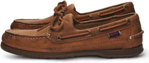 Водонепроницаемые лодочные туфли Sebago Schooner - кожаные мокасины для мужчин с 360-градусной шнуровкой из сыромятной кожи и подошвой, не оставляющей следов и противоскользящей, коричневый