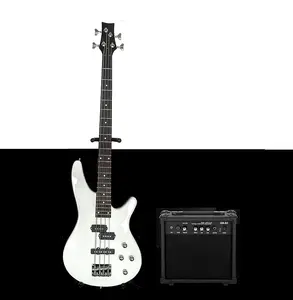 Unmarked "Eye Buzz" Bass White +Усилитель! Не помеченный электрический бас-гитара "EyeBuzz" S Style + гриф из палисандра + кабель!