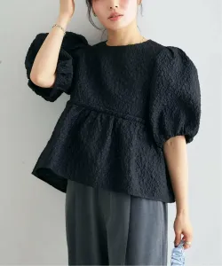 Блузка с пышной юбкой и цветочным жаккардовым узором U By Spick&Span, цвет Black