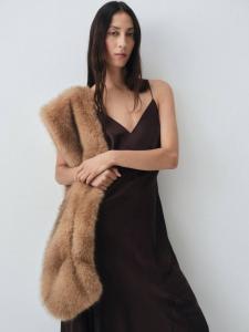 Платье Marcela с отделкой из сатина и тонкими бретелями Mango, Brown