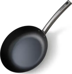 Сковорода из углеродистой стали - 20 см - подходит для всех источников тепла - предварительно приправленная - антипригарное покрытие Markenlos