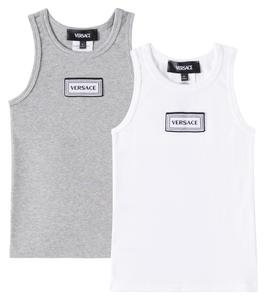 Комплект из 2 маек из хлопкового трикотажа Versace Kids, White + Grey Melange