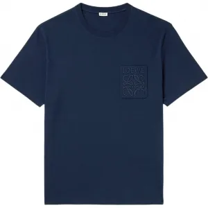 LOEWE Футболка мужская Blue Crew Neck тонкая прямая посадка