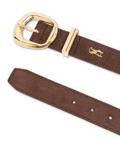 Ремень из искусственной кожи с центральной перекладиной и пряжкой 1,26 дюйма Steve Madden, Chocolate