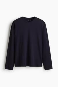Лонгслив H&M Regular Fit Jersey, темно-синий
