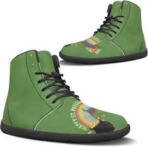 Женские кеды босиком высокие модные с нулевым перепадом подошвы, широкий размер, из PU кожи, на шнуровке, подарки на День святого Валентина, День святого Патрика, Пасху, размеры US 6-13.5 Quxjehoe, Green Hat Dachshund