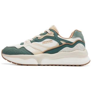 Вертикальные горизонтальные VI амортизирующие противоскользящие низкие повседневные кроссовки мужские бело-зеленые QIAODAN, цвет слоновая кость/лаймовый зеленый