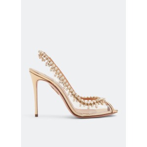 Сандалии AQUAZZURA Temptation crystal sandals, золотой