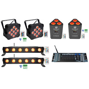 Комплект 2 Rockville Best PAR + Best STRIP + RockWedge Wireless DMX Battery Lights + Контроллер 2 Best PAR + 2 RockWedge + 2 Best STRIP