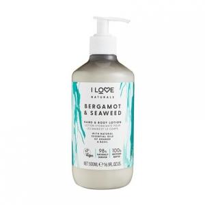 I Love Лосьон для рук и тела Naturals Bergamot And Seaweed, увлажняющий для сухой кожи, кокосовое масло и масло ши, 16,9 унций